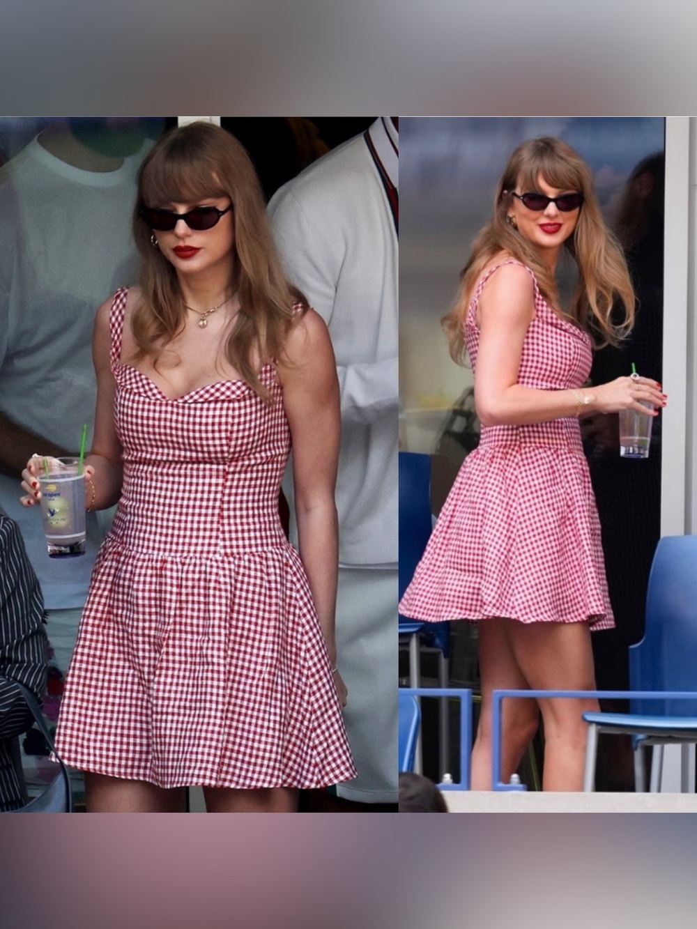 Reformation Sora Linen Dress Tomato Red Check Size 6 Taylor Swift